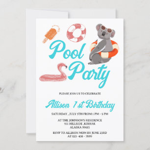 Invitation Amusant Pool Party Anniversaire