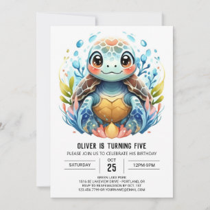 Invitation Amusant Printable Turtle Boy Anniversaire