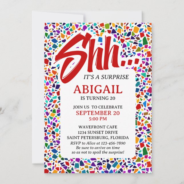 Invitation Amusant Surprise coloré Anniversaire (Devant)