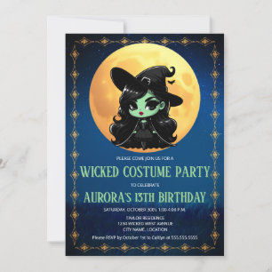 Invitation Amusant Wicken Green Witch Halloween Anniversaire