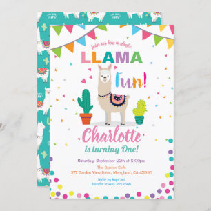 Invitation amusante à l'anniversaire de Llama. Pre