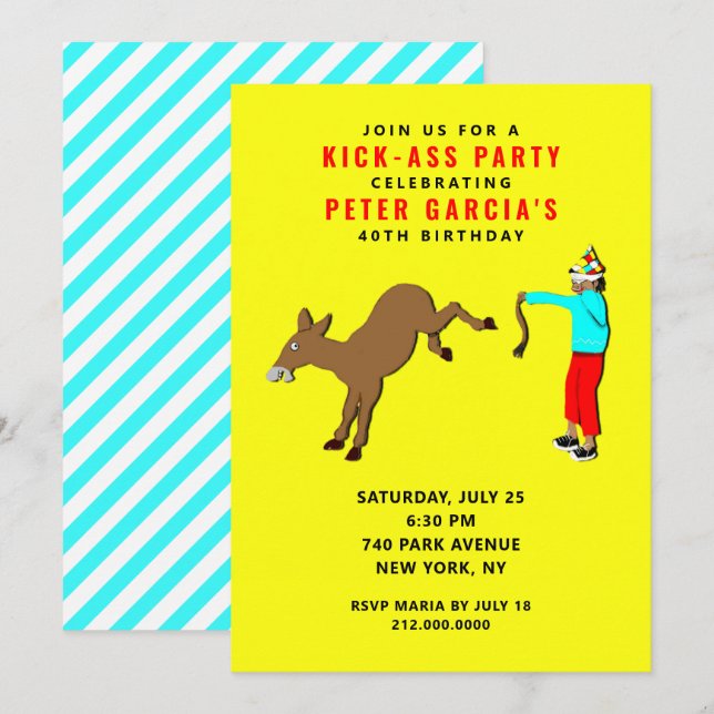 Invitation Amusante fête d'anniversaire pour adultes (Devant / Derrière)