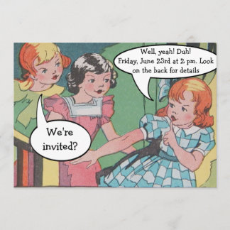 Invitation Amusante fête de bande dessinée rétro Vintage