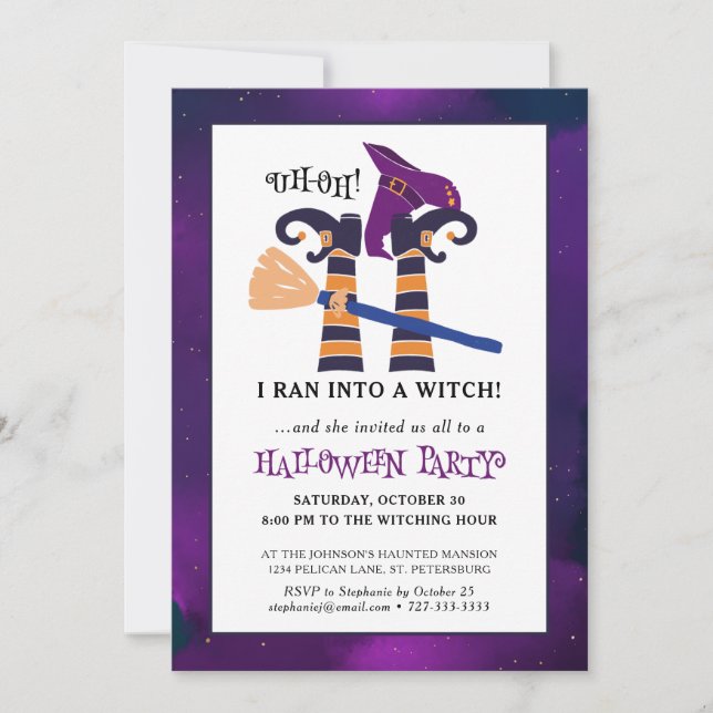 Invitation Amusante Halloween de jambes sorcières à l'envers (Devant)