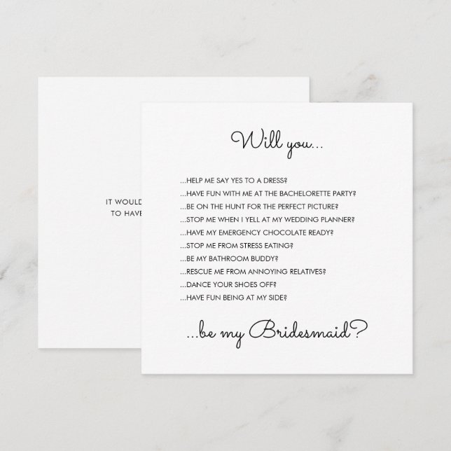 Invitation Amusante Proposition de femme de chambre de Script (Devant / Derrière)