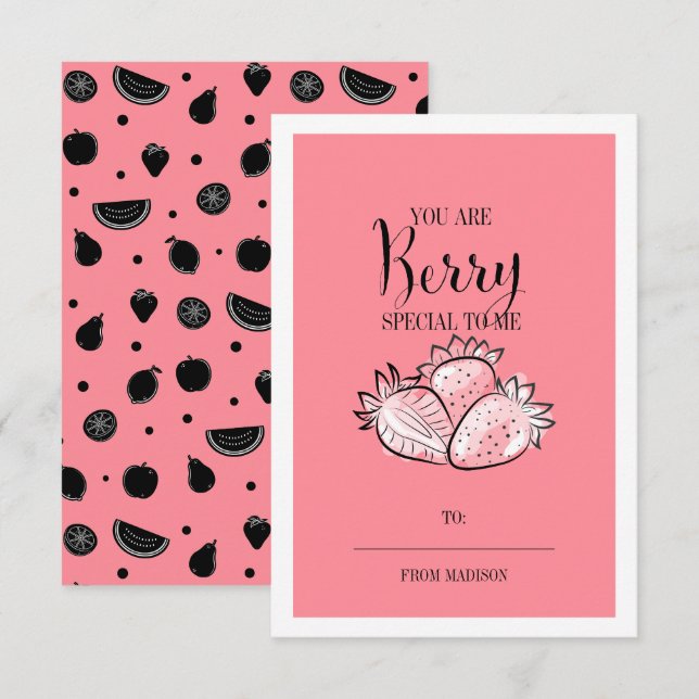 Invitation Amusante Pun de Fruit Berry Classroom Valentine Ca (Devant / Derrière)