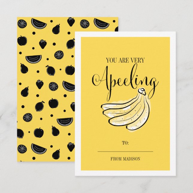 Invitation Amusante Pun Fruit Banana Classroom Valentine Card (Devant / Derrière)