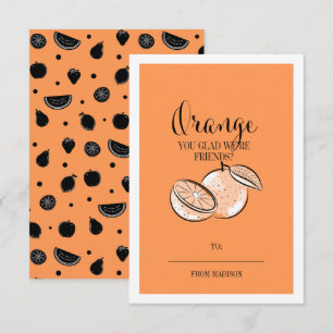 Invitation Amusante Pun Fruit Orange Classroom Valentine Card