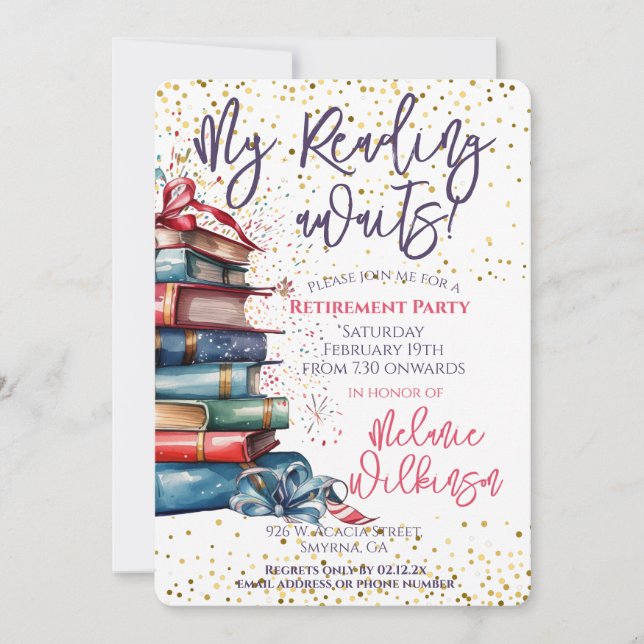 Invitation Amusante Retraite Lecture Attend Fête (Devant)