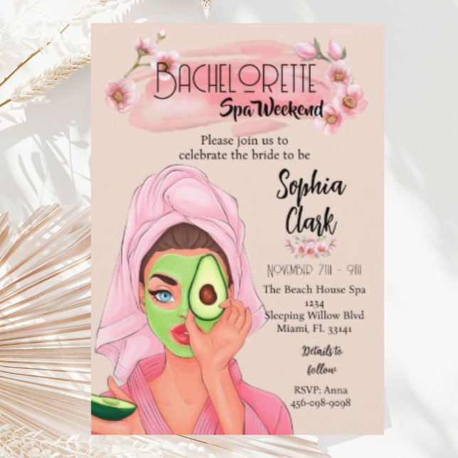 Invitation Amusants Blush Bachelorette Spa du Week-end Invita (Créateur téléchargé)