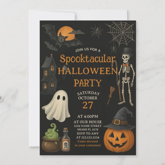 Invitation Amusants de famille Spooktacular Halloween Invitat (Devant)