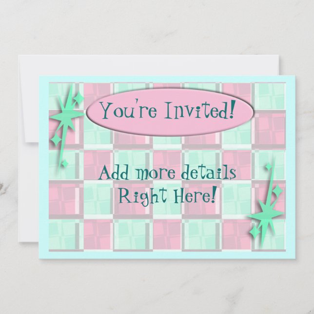 Invitation Amusants Diner Style Retro Motif Art Cute (Devant)