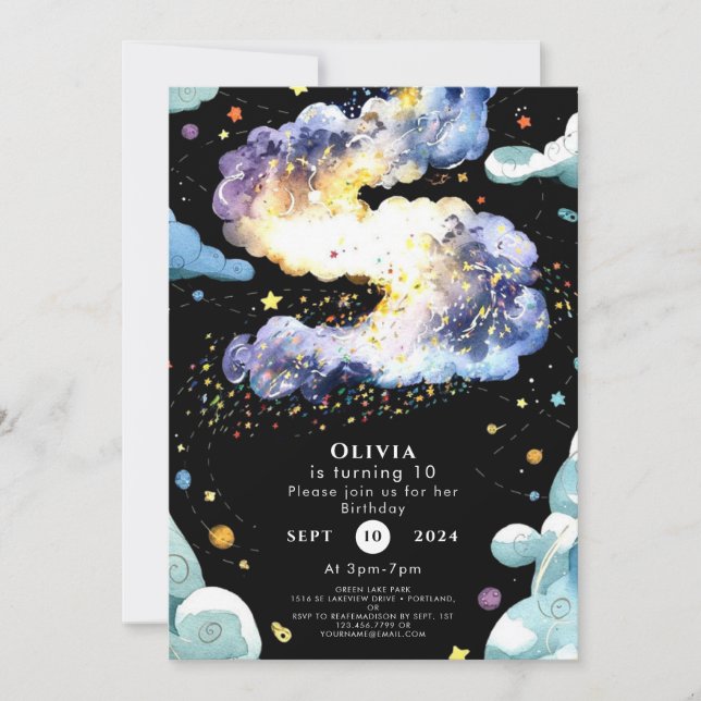 Invitation Amusants espace magique Anniversaire (Devant)