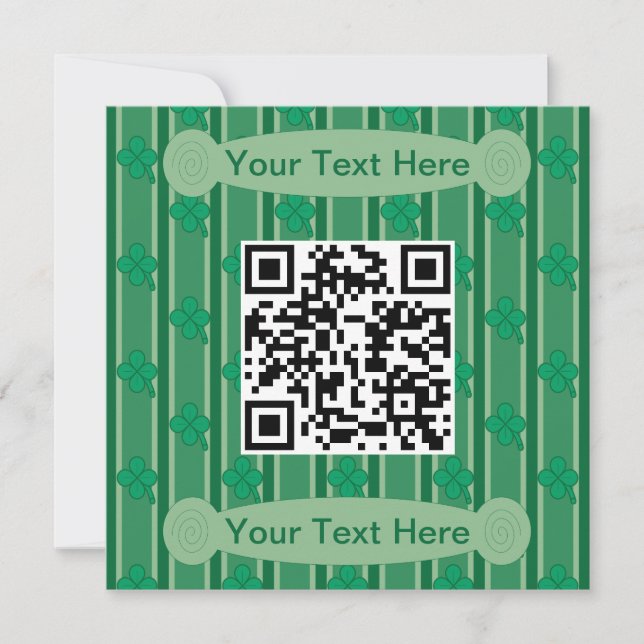 Invitation Amusants et fantaisie 4 feuilles de trèfle QR Code (Devant)