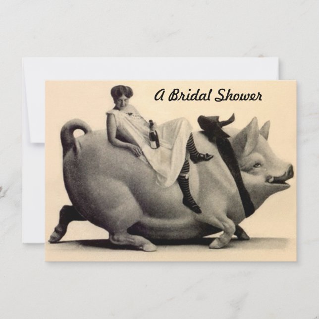 Invitation Amusants & Festive Antique Douche nuptiale Invitat (Devant)