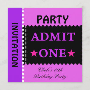 Invitation Amusants Fête d'anniversaire filles Ado Tweens Pur