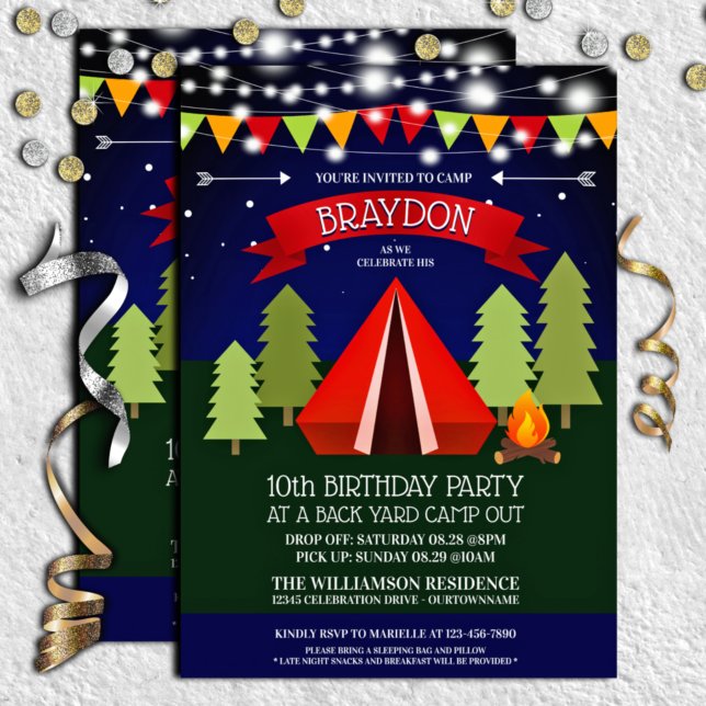 Invitation Amusants Jardin Camp Out Anniversaire Fête Invitat (Créateur téléchargé)