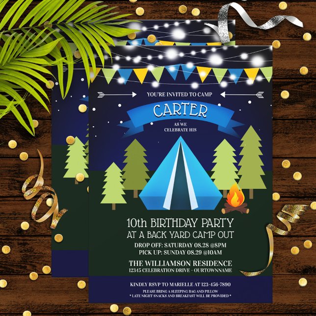 Invitation Amusants Jardin Camp Out Anniversaire Fête Invitat (Créateur téléchargé)