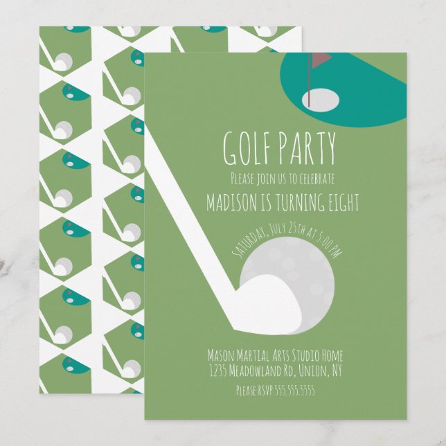 Invitation Amusants Minature Golf Ball Court Anniversaire (Devant / Derrière)