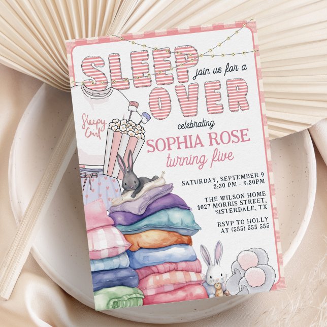 Invitation Amusants Moderne Pink Slepover fête d'anniversaire (Créateur téléchargé)