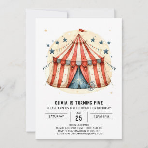 Invitation Amusants Tente Cirque Enfants Anniversaire