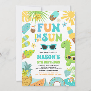 Invitation Amusement Au Soleil Tropical Beach Anniversaire