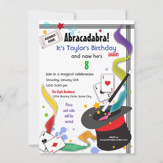 Invitation Amusement coloré d'éclaboussure avec l'invitation (Devant)