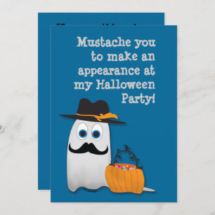 Invitation Amusement cool Halloween moustache you Ghost Invit
