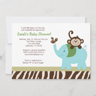 Invitation Amusement dans la Jungle Baby shower Elephant Invi