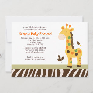 Invitation Amusement dans la Jungle Giraffe Baby shower Invit