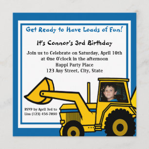 Invitation Amusement de construction / Backhoe