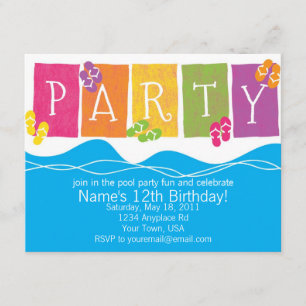 Invitation Amusement de réception au bord de la piscine