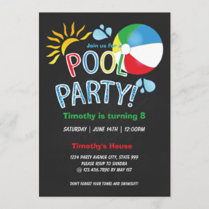Invitation Amusement d'été d'anniversaire de réception au