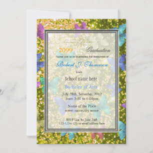 Invitation Amusement d'été, joyeux papillon glittering gradua
