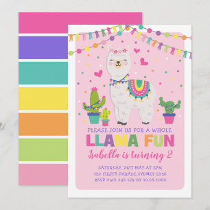 Invitation Amusement entier rose Girly de lama de fête