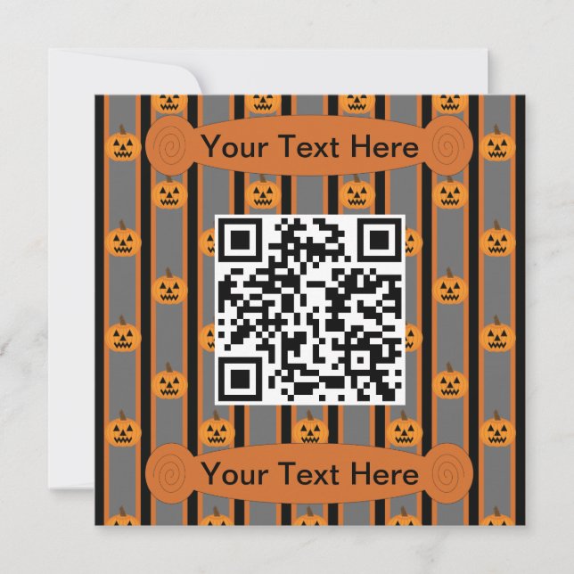 Invitation Amusement et fantaisie Halloween Citrouille QR Cod (Devant)