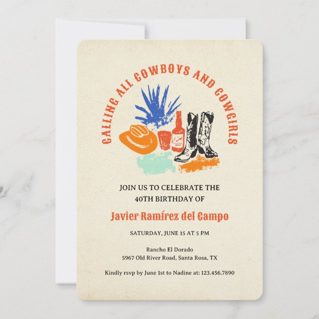 Invitation Amusement moderne Décontracté Wild West Cowboy Dés (Devant)