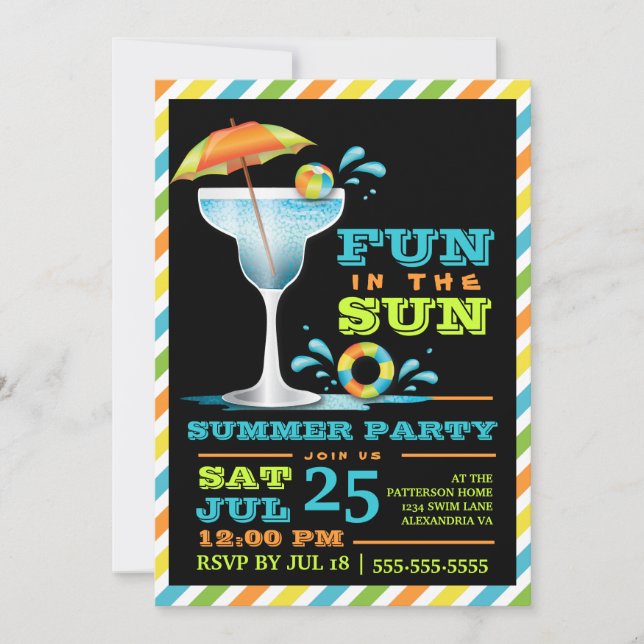 Invitation Amusement pour les adultes Cocktails d'été Invitat (Devant)