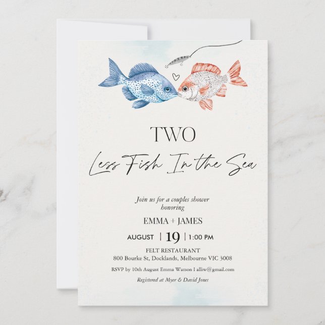 Invitation Amusez Deux Poissons En Moins Dans La Mer Couples  (Devant)