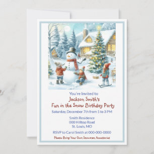 Invitation Amusez-vous dans l'Anniversaire de enfant de neige