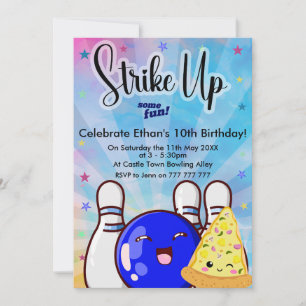 Invitation Amusez-vous, soirée bowling pour garçons Tie Dye