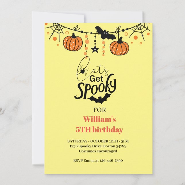 Invitation Amusons-nous Éffrayants Enfants Halloween Annivers (Devant)