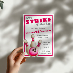 Invitation Amusons-nous ! Fête d'anniversaire de bowling