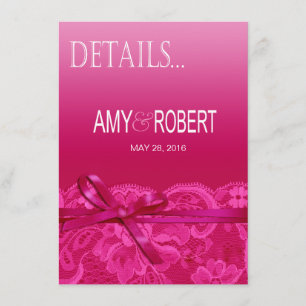 Invitation Amy Bows Ruban et détails en dentelle fuchsia