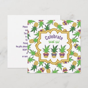 Invitation Ananas avec lunettes de soleil Motif