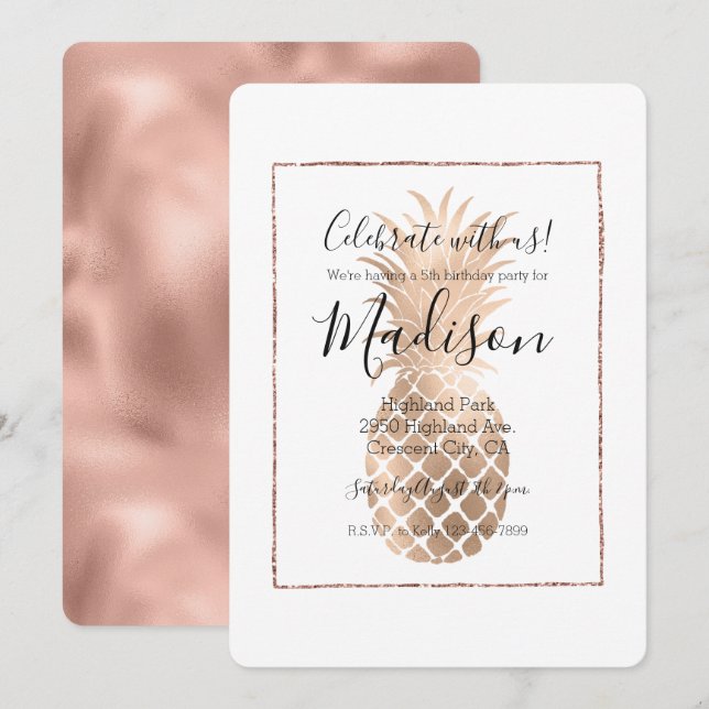 Invitation Ananas en verre d'or (Devant / Derrière)