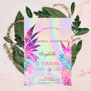 Invitation Ananas holographique élégant
