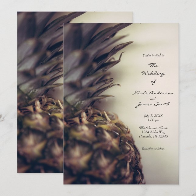 Invitation Ananas tropical Elegant Island Beach Mariage (Devant / Derrière)