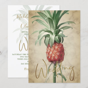 Invitation Ananas Tropical Élégant Mariage d'or moderne