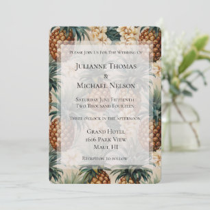 Invitation Ananas tropicaux Floral Romantique Mariage